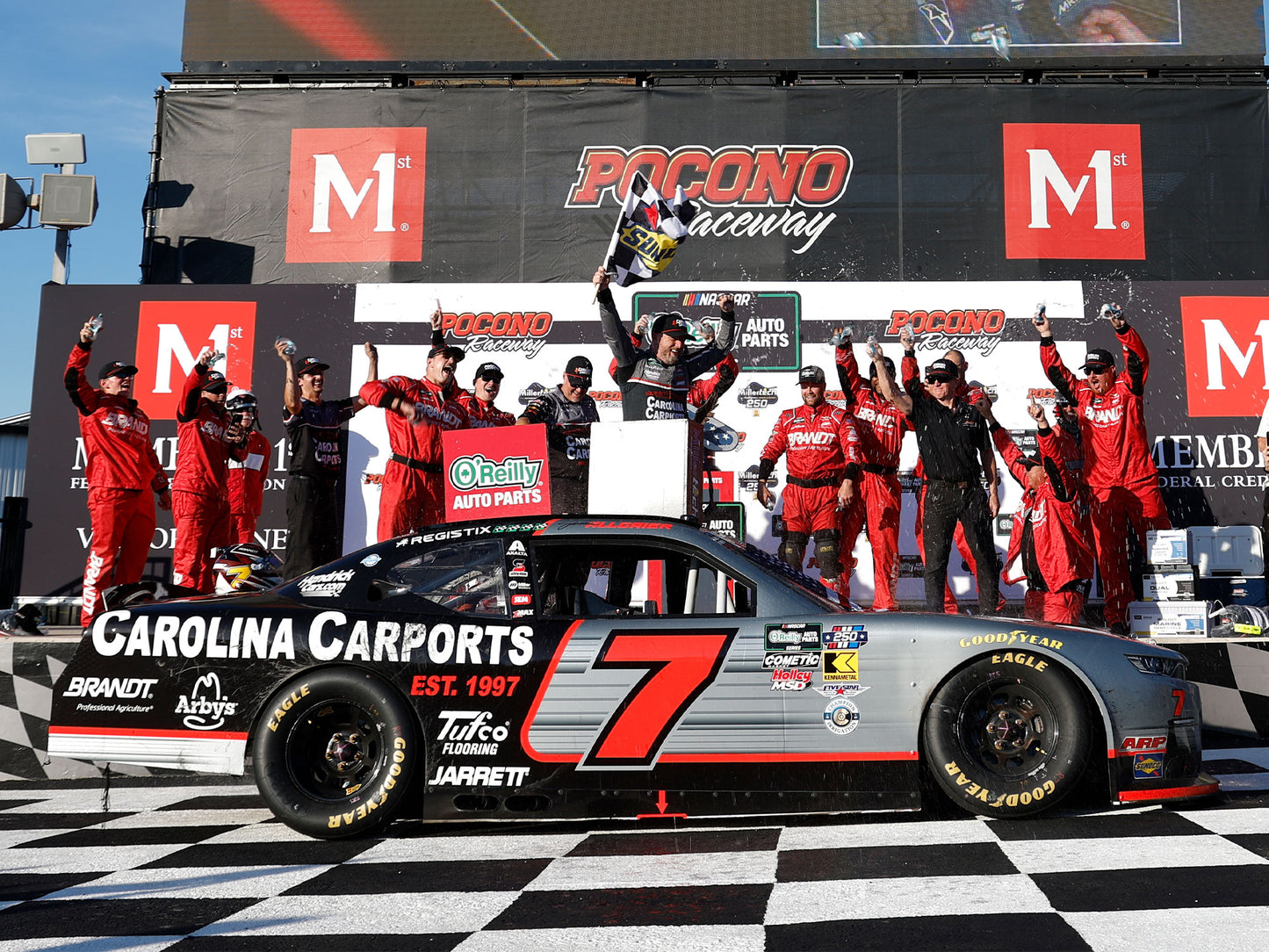 Justin Allgaier 2026 - #7 Carolina Carports (Pocono Raced Win) - 1:24 ARC Chrome Diecast