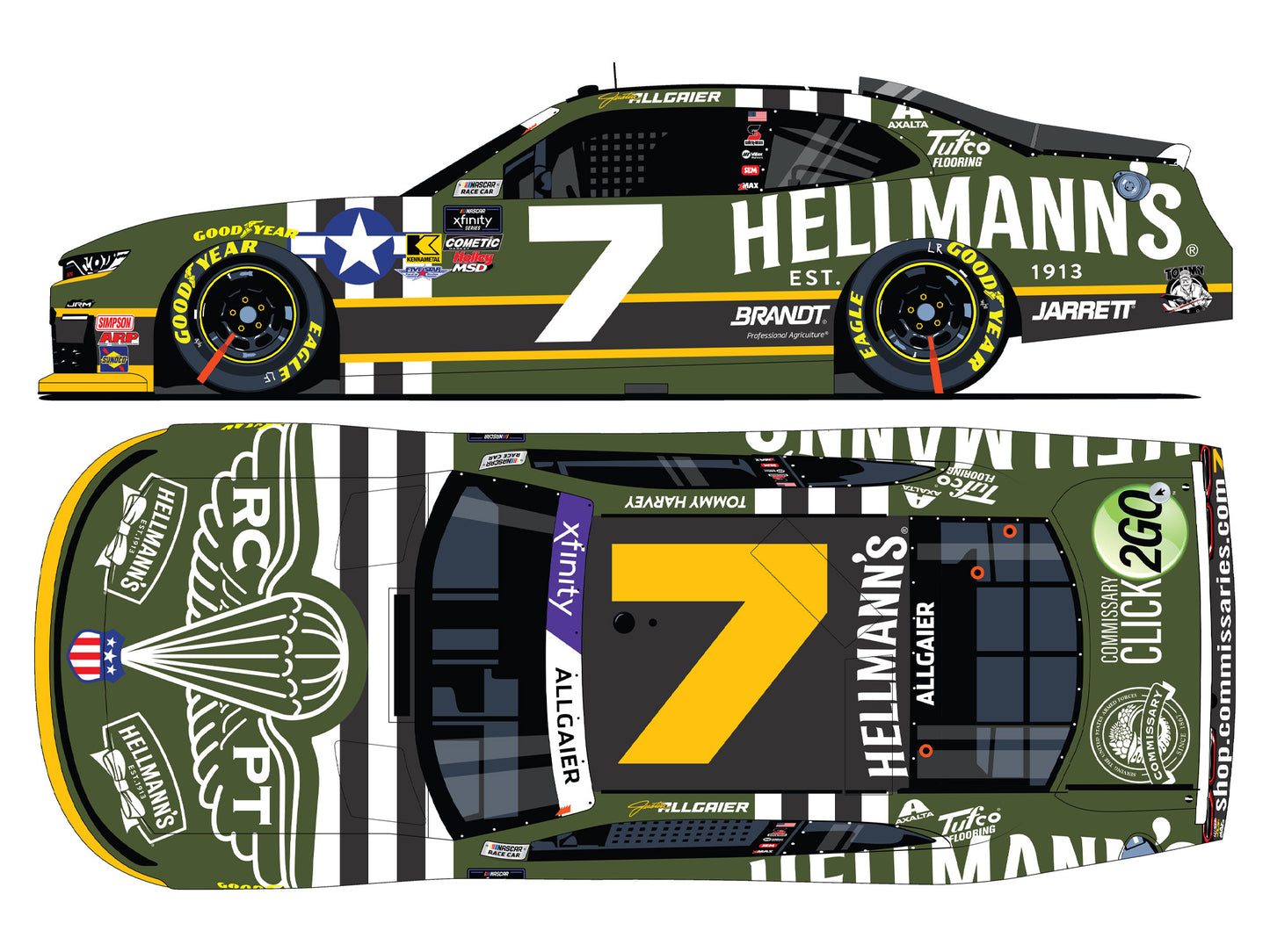 Justin Allgaier 2025 - #7 Hellmann’s RCPT Salutes - 1:24 ARC Chrome Diecast