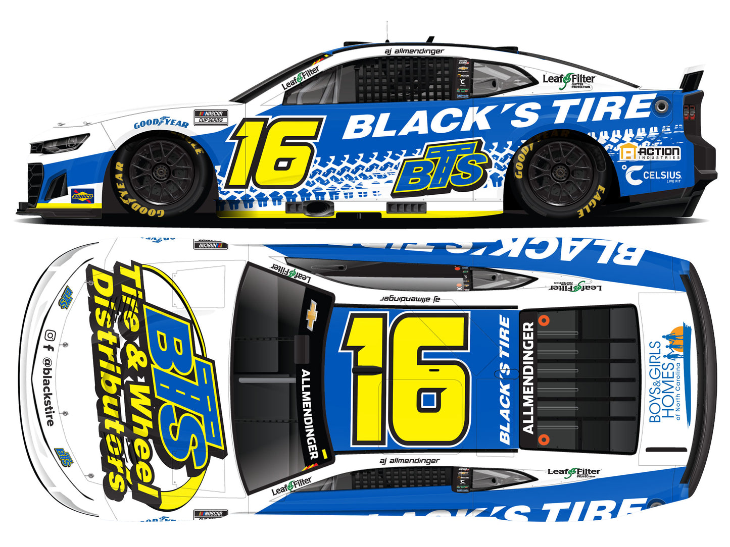 AJ Allmendinger 2025 - #16 Black’s Tire - 1:24 ARC Diecast