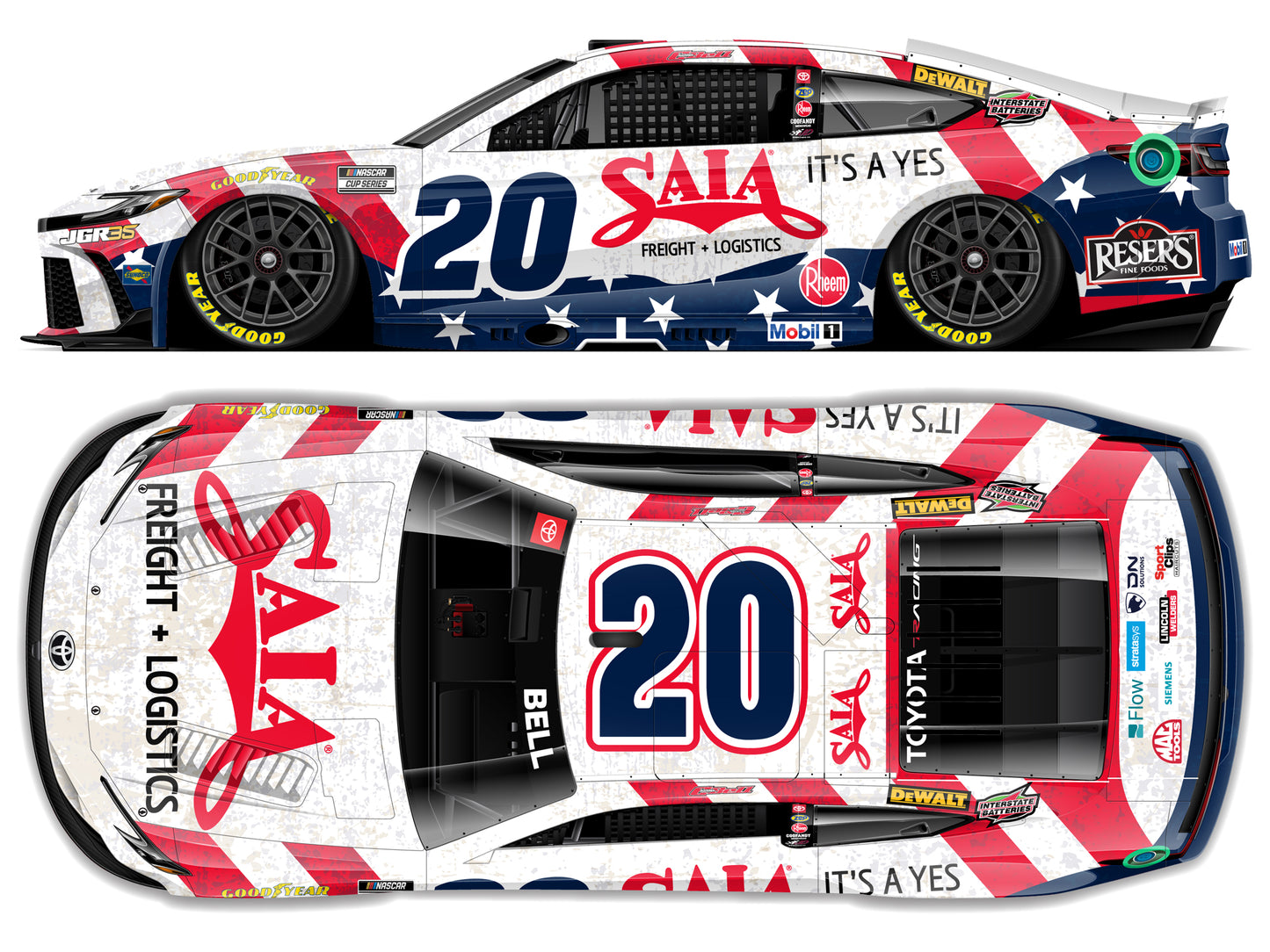 Christopher Bell 2026 - #20 Saia LTL Freight Patriotic - 1:24 ELITE Diecast