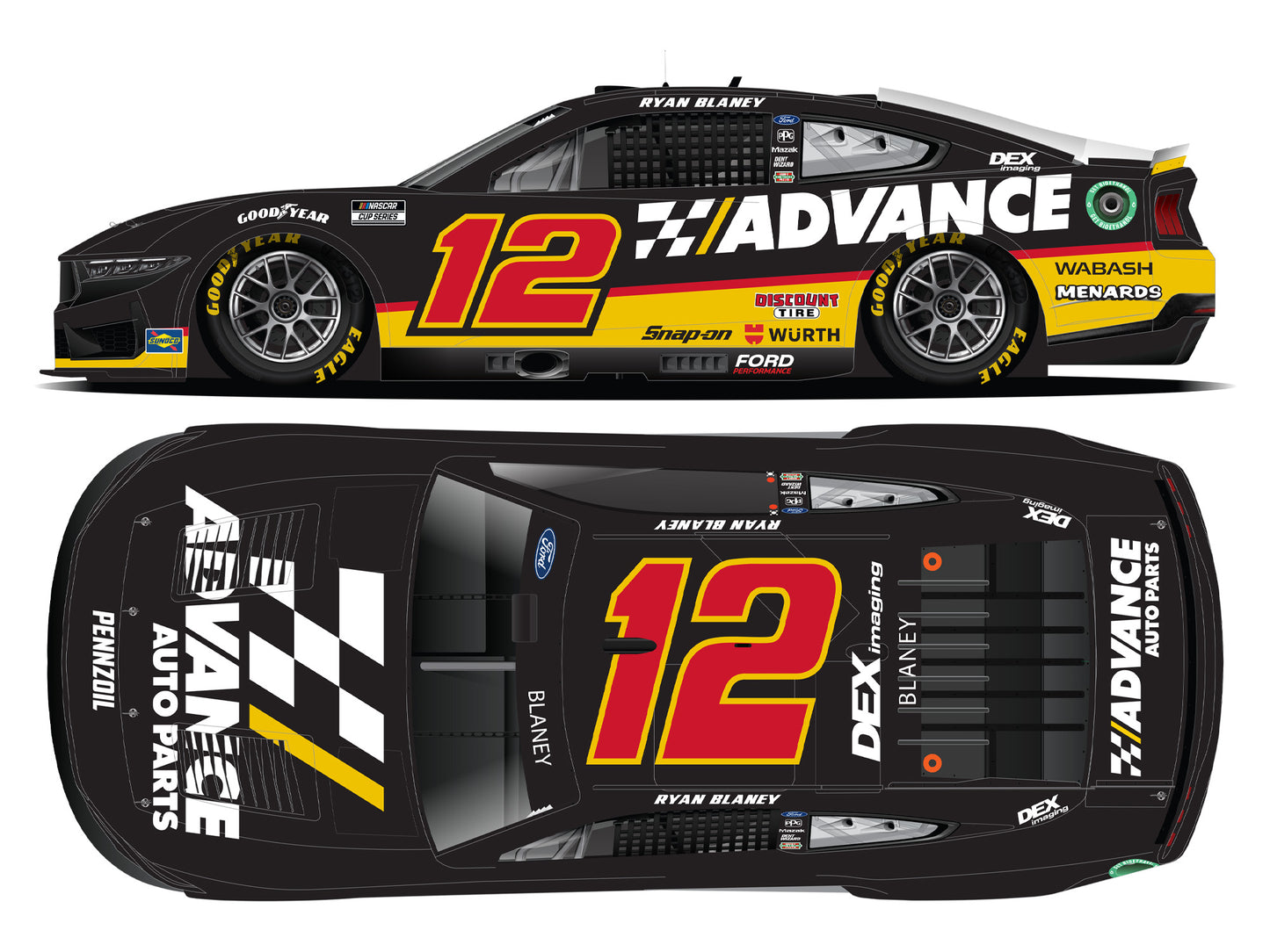 Ryan Blaney 2025 - #12 Advance Auto Parts - 1:24 ELITE Diecast