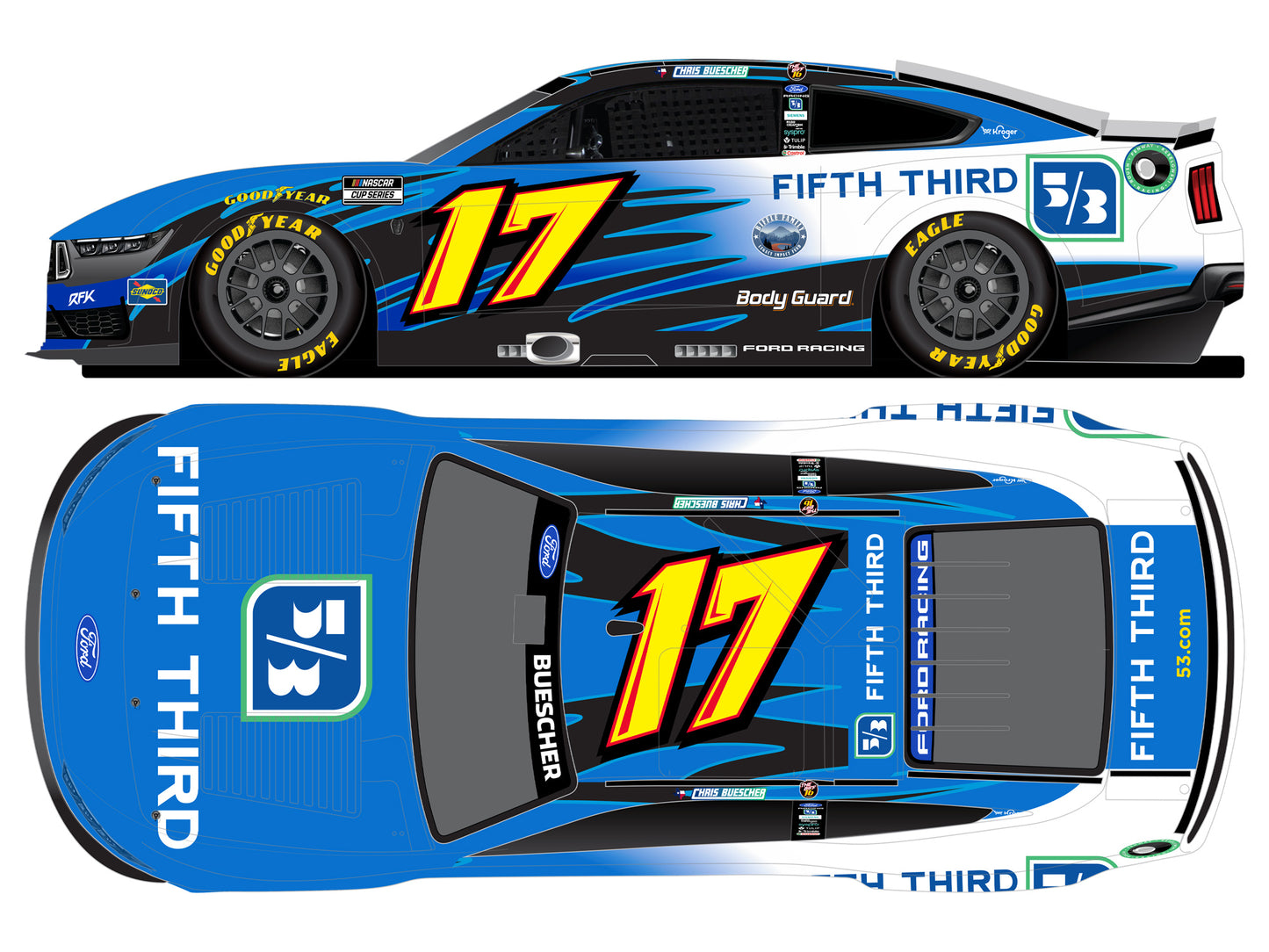 Chris Buescher 2026 - #17 Fifth Third Bank (Throwback) - 1:24 ARC Diecast