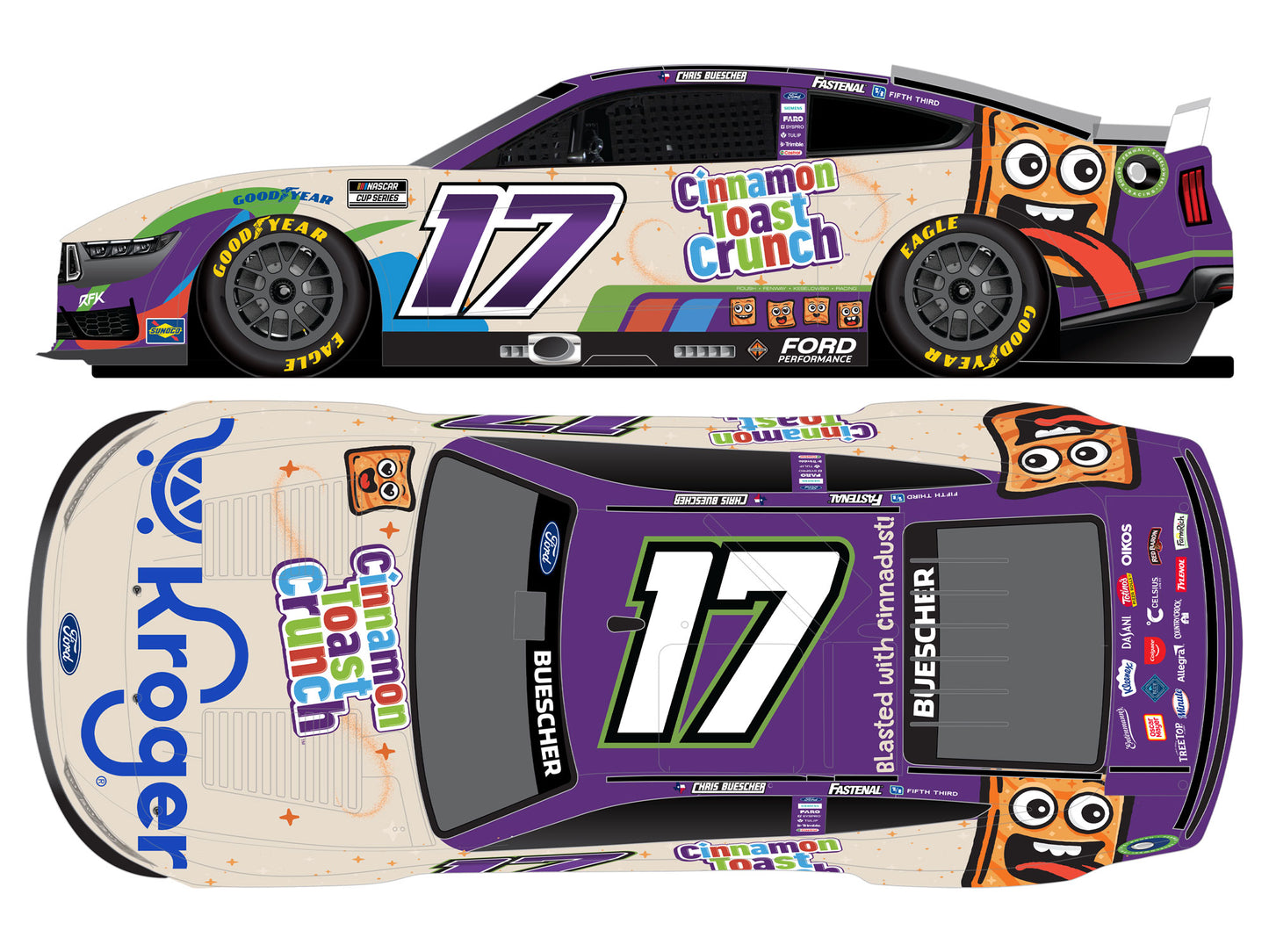 Chris Buescher 2025 - #17 Kroger / Cinnamon Toast Crunch - 1:24 ARC Diecast