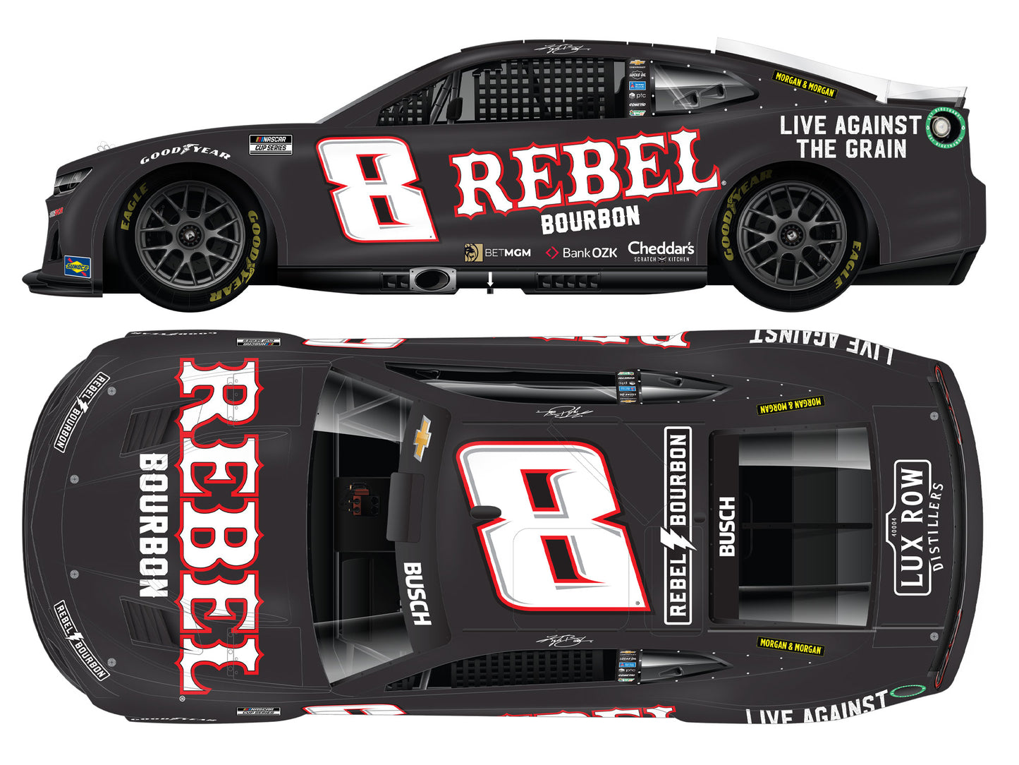 Kyle Busch 2025 - #8 Rebel Bourbon - 1:24 ELITE Diecast