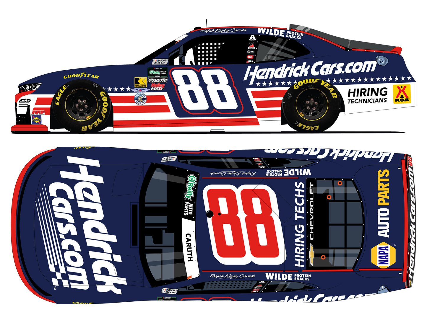 Rajah Caruth 2026 - #88 HendrickCars Patriotic - 1:24 ARC Diecast