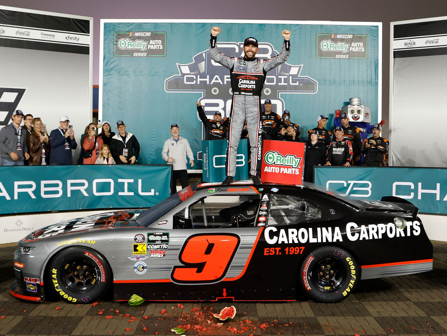 Ross Chastain 2026 - #9 Carolina Carports (Charlotte Raced Win) - 1:24 ARC Chrome Diecast