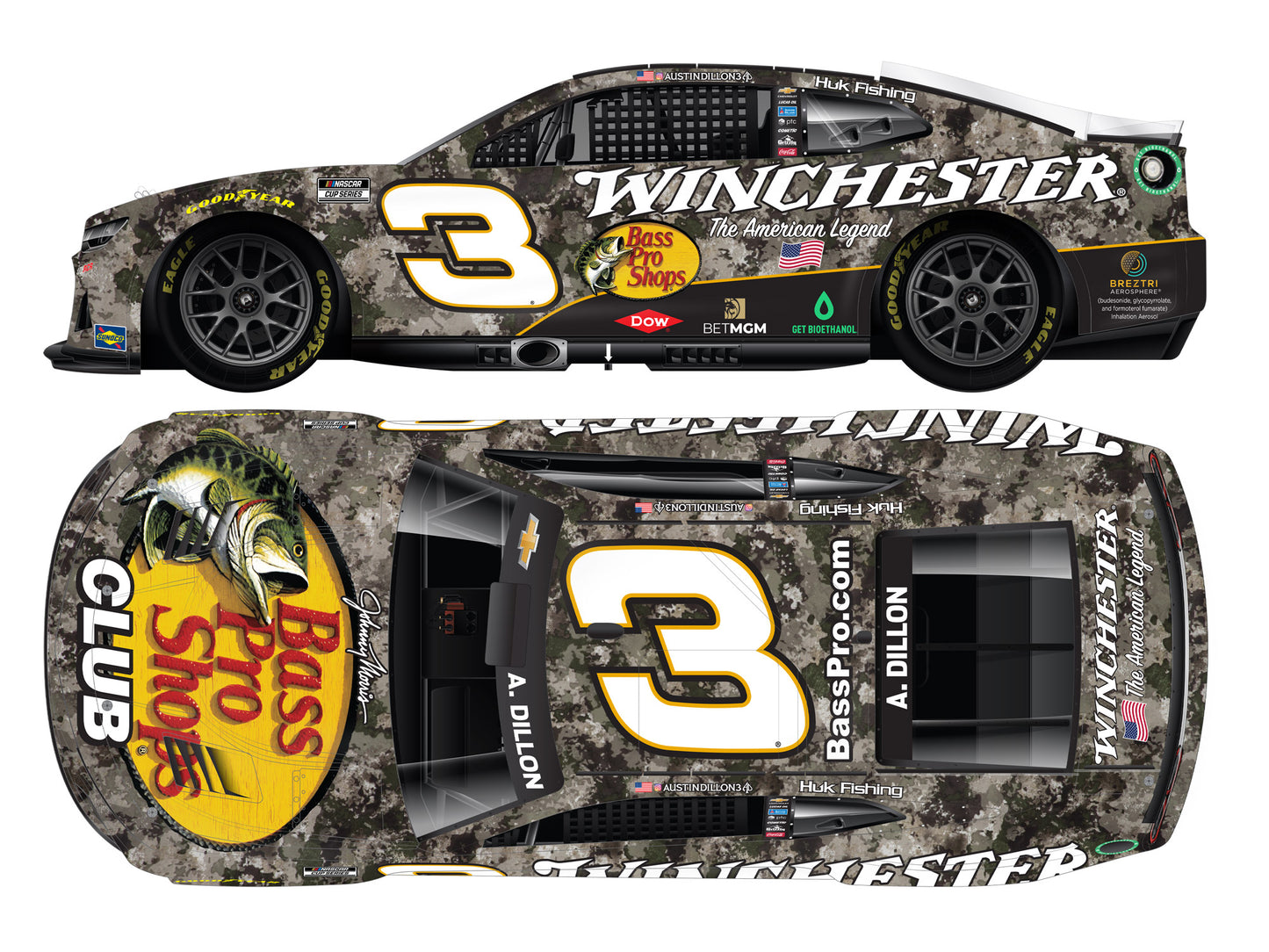 Austin Dillon 2025 - #3 Bass Pro Shops / Winchester - 1:24 ARC Diecast