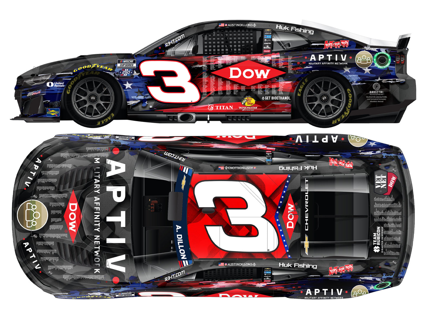 Austin Dillon 2026 - #3 Dow Salute To Veterans - 1:24 ELITE Diecast