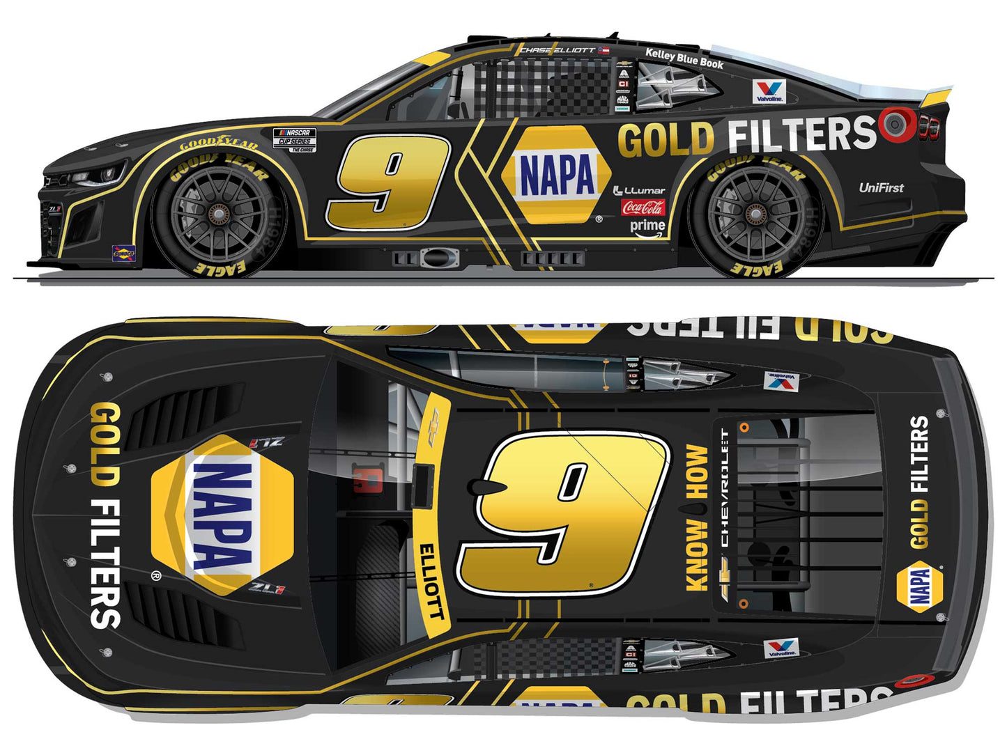 Chase Elliott 2026 - #9 NAPA Gold Filters - 1:24 ARC Chrome Diecast