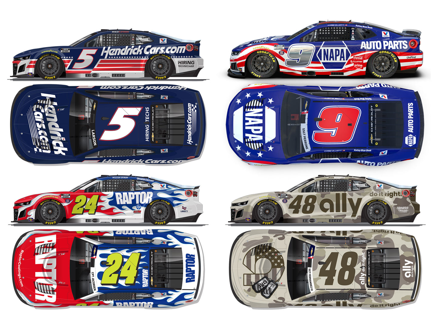 Hendrick Motorsports 2026 - Patriotic (4-Pack) - 1:64 ARC Diecast