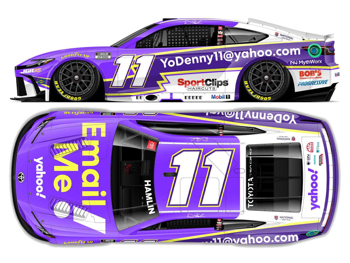 Denny Hamlin 2026 - #11 Yahoo! Email Me - 1:24 ELITE Diecast