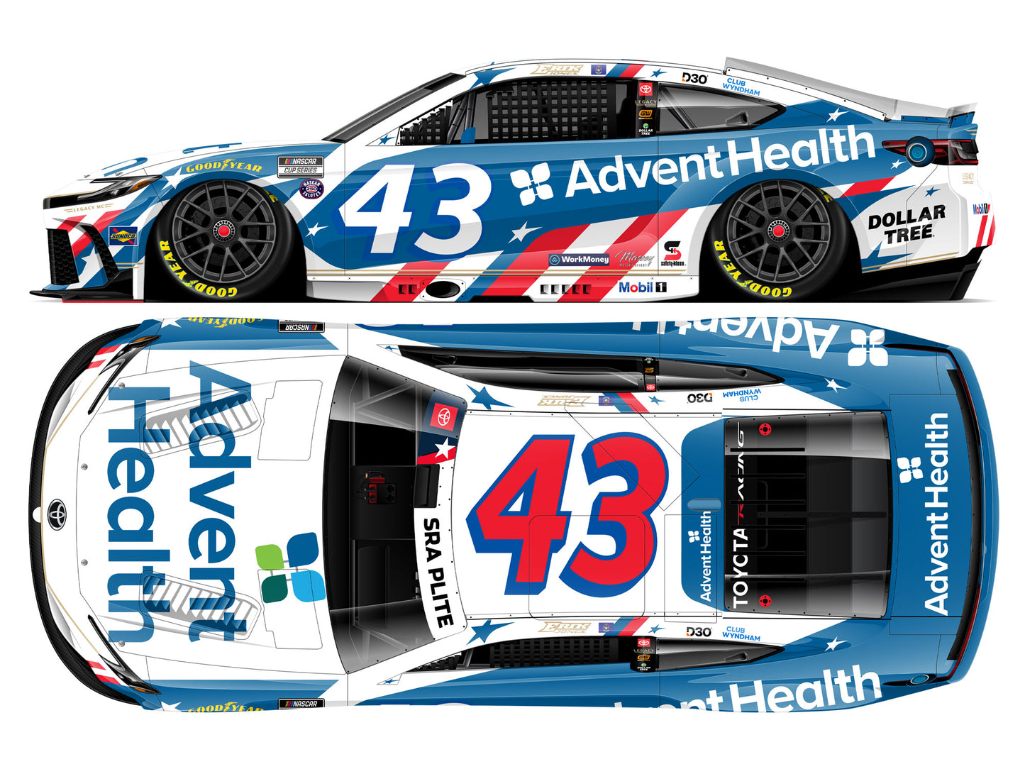 Erik Jones 2026 - #43 AdventHealth Patriotic - 1:24 ARC Diecast