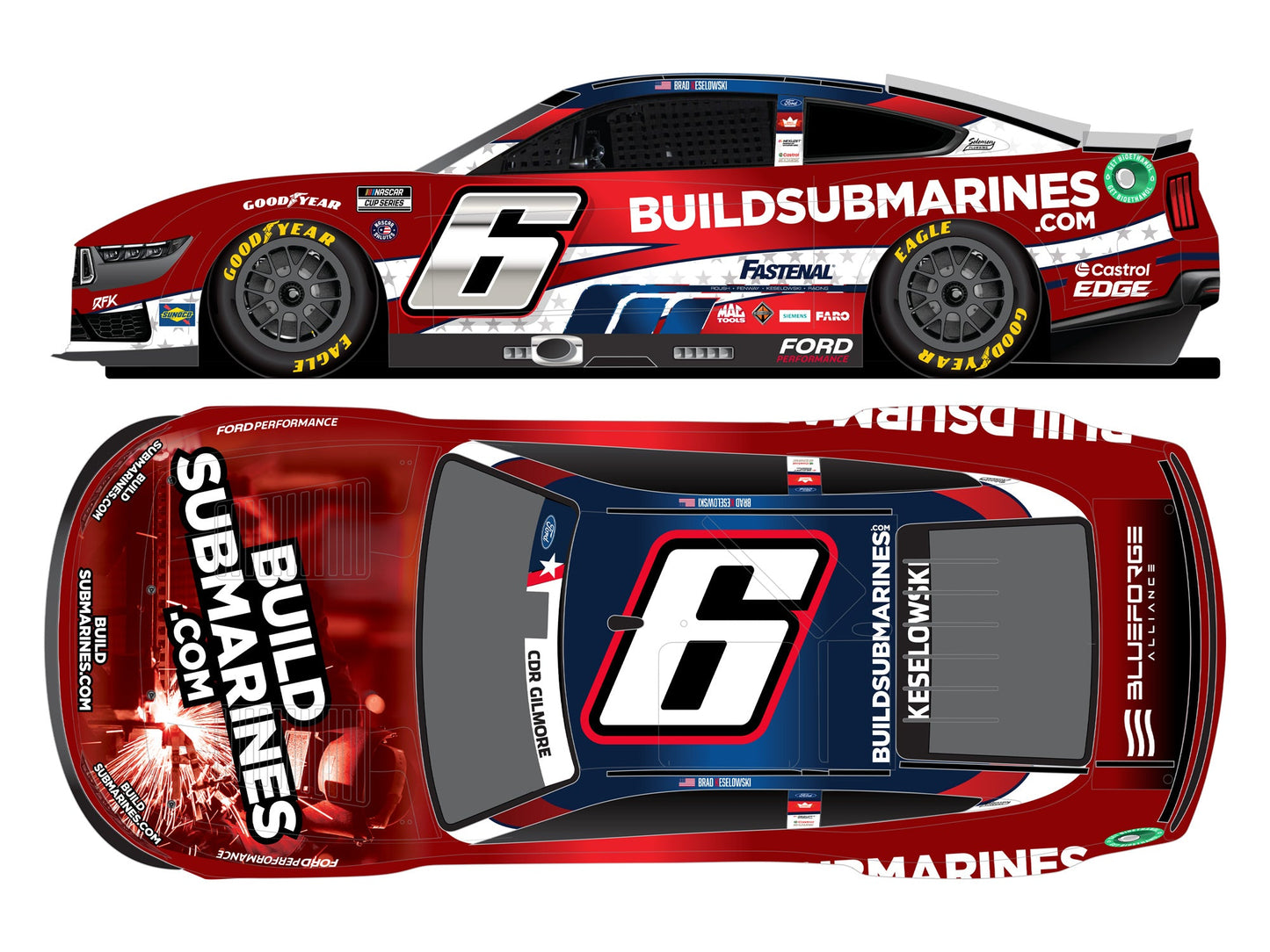 Brad Keselowski 2024 - #6 Buildsubmarines Salutes - 1:24 ARC Diecast