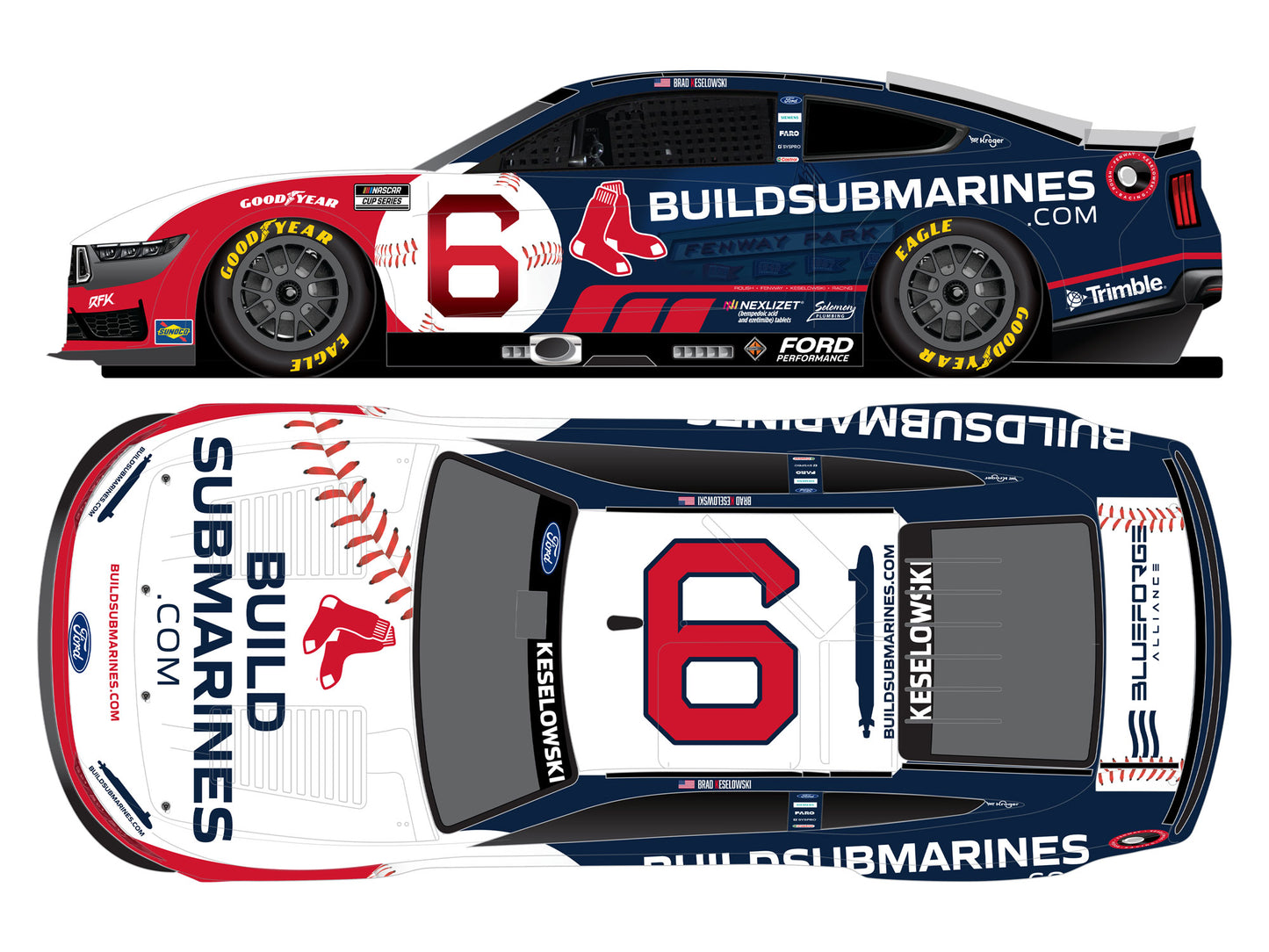Brad Keselowski 2025 - #6 BuildSubmarines / Red Sox - 1:64 ARC Diecast