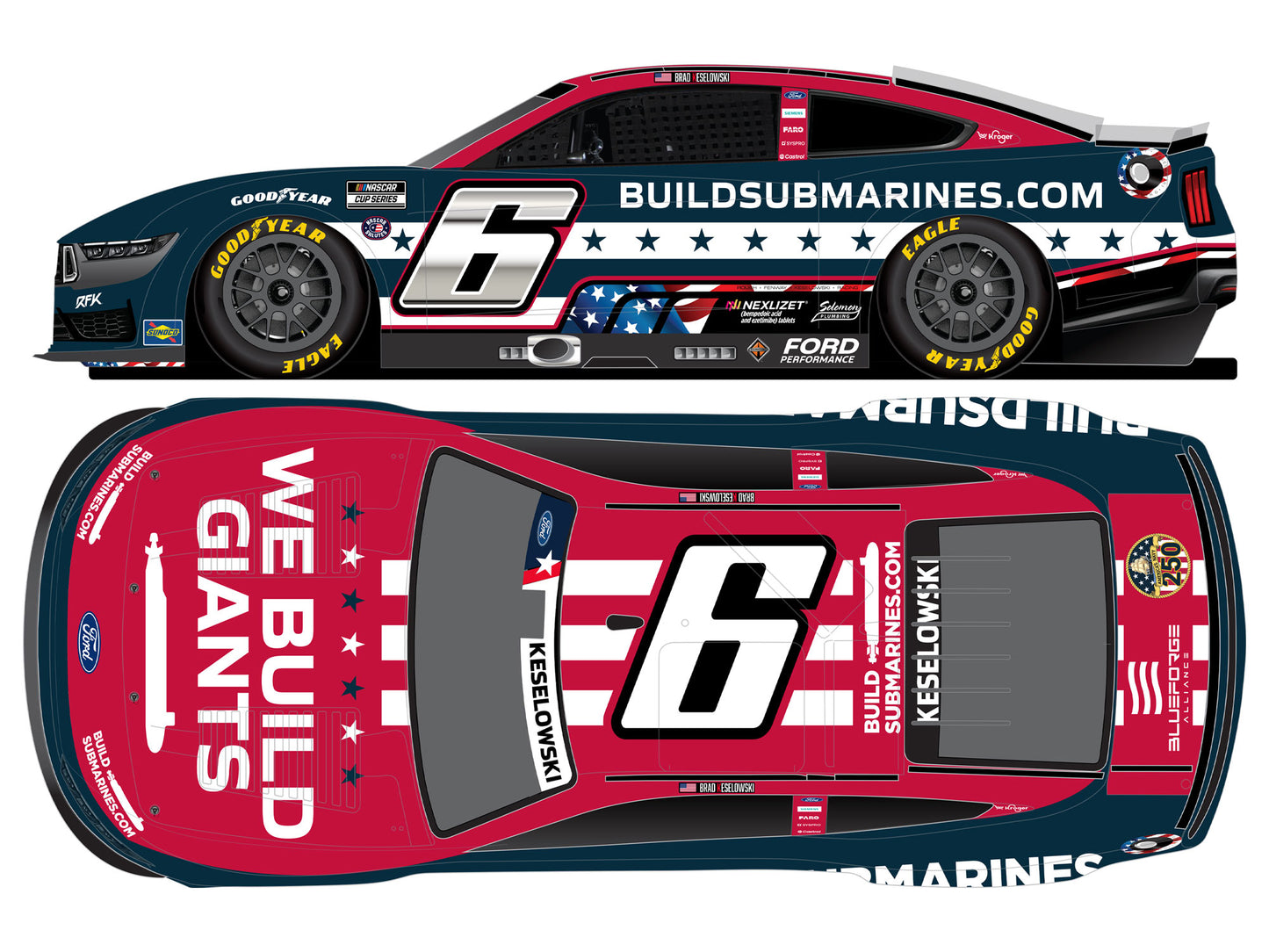 Brad Keselowski 2025 - #6 BuildSubmarines.com Salutes - 1:24 ARC Diecast