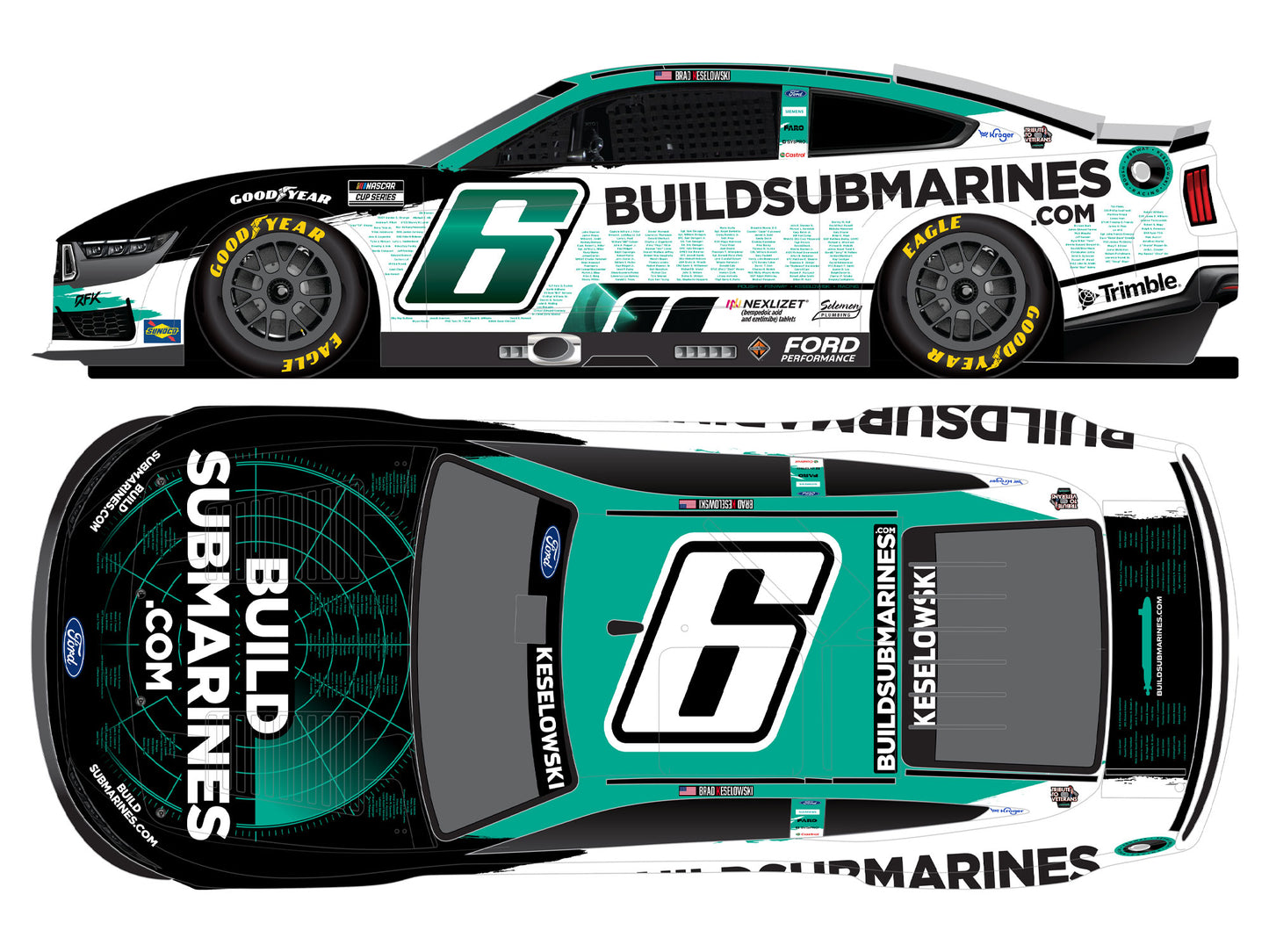 Brad Keselowski 2025 - #6 BuildSubmarines.com Tribute to Veterans - 1:64 ARC Diecast