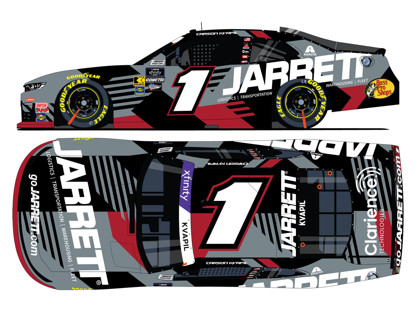 Carson Kvapil 2025 - #1 Jarrett - 1:24 ARC Chrome Diecast