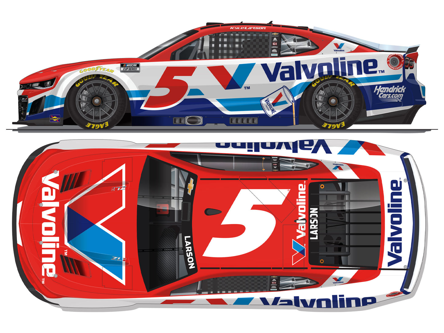Kyle Larson 2026 - #5 Valvoline - 1:24 ARC Chrome Diecast