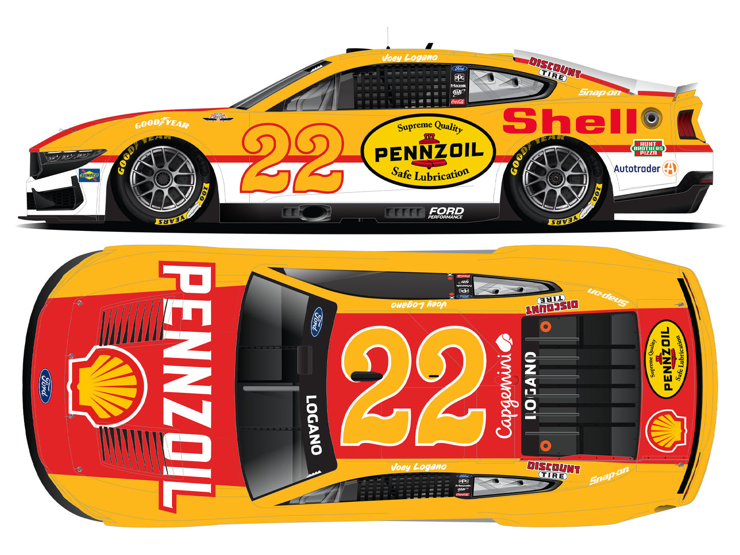 Joey Logano 2025 - #22 Shell-Pennzoil (Throwback) - 1:24 ELITE Diecast
