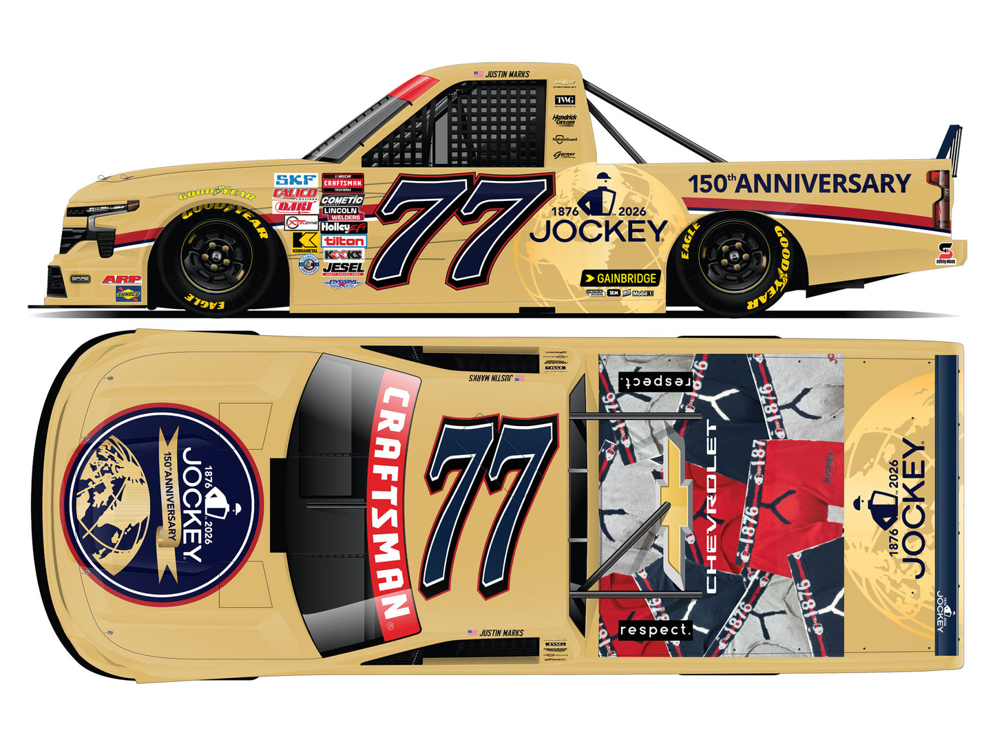 Justin Marks 2026 - #77 Jockey 150th Anniversary - 1:64 ARC Diecast