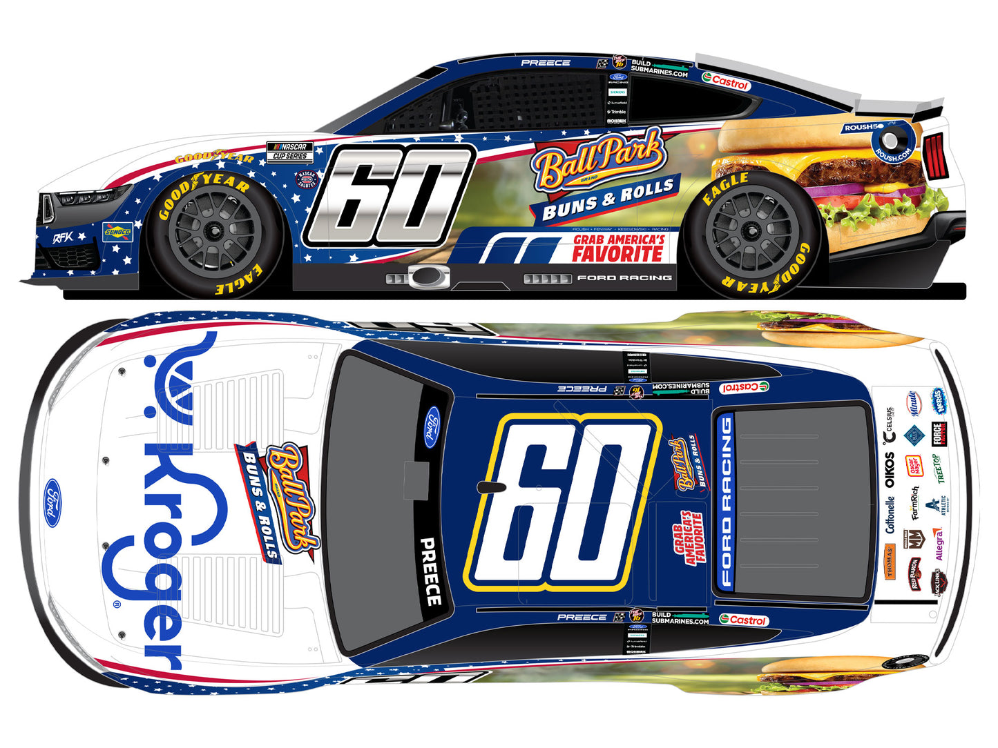Ryan Preece 2026 - #60 Kroger / Ball Park Buns & Rolls - 1:24 ARC Diecast
