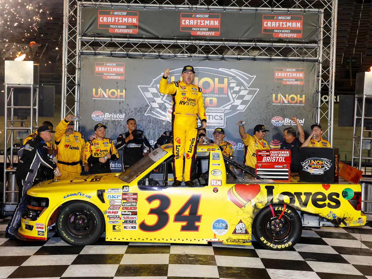 Layne Riggs 2025 - #34 Love’s RV Stop (Bristol Raced Win) - 1:64 ARC Diecast