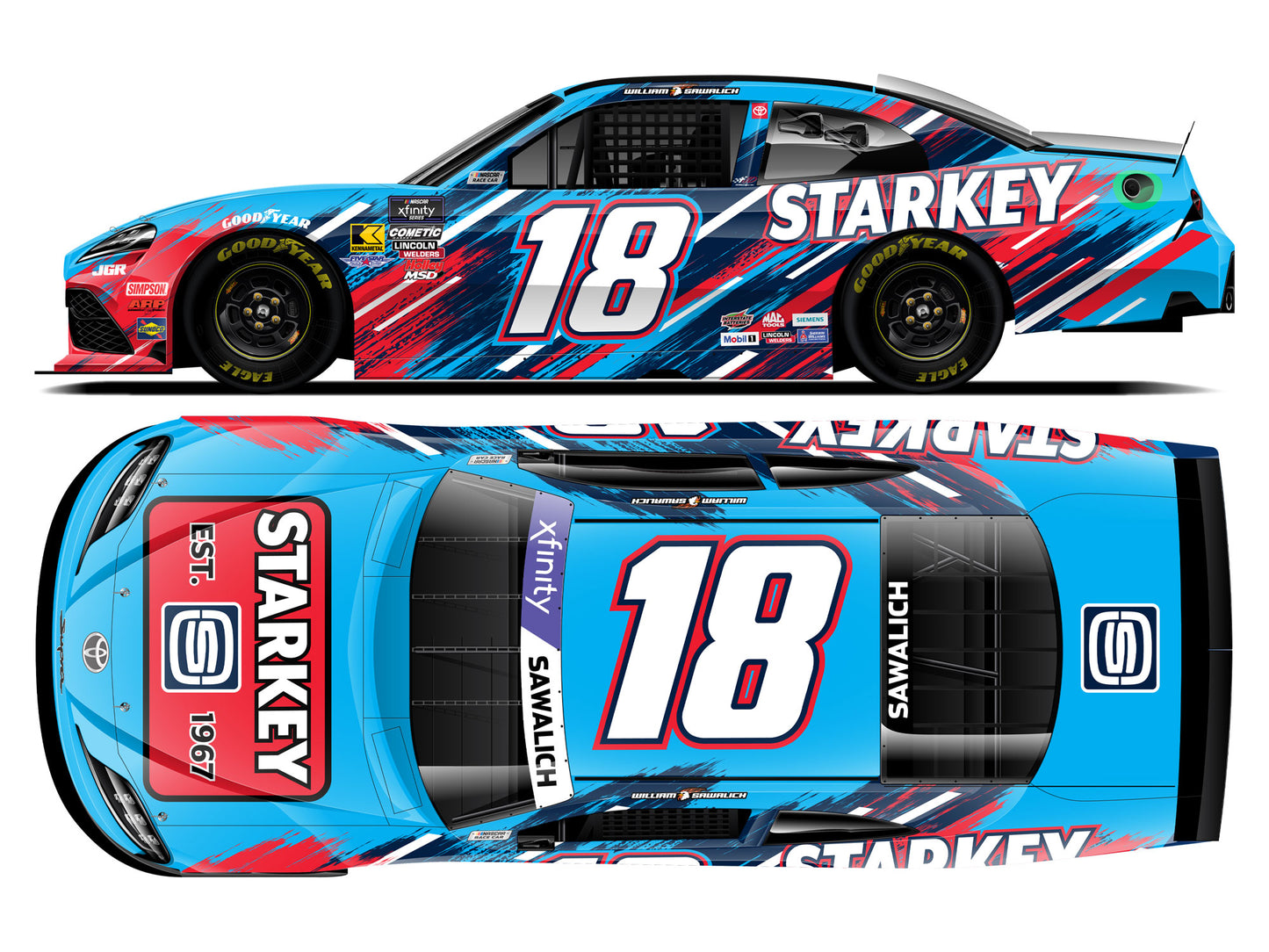 William Sawalich 2025 - #18 Starkey (Throwback) - 1:24 ARC Diecast