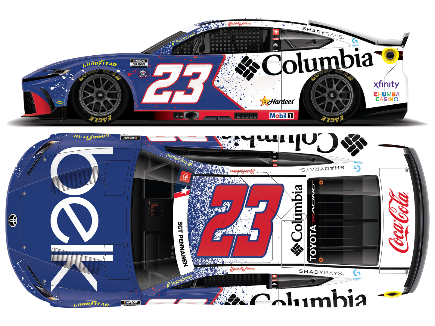 Bubba Wallace 2026 - #23 Columbia Belk Patriotic - 1:24 ELITE Diecast