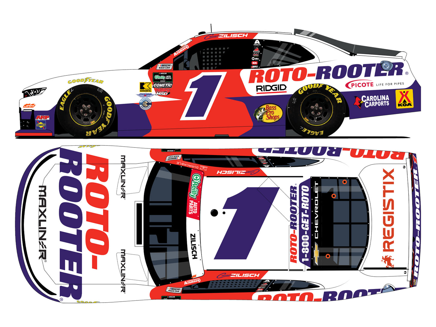 Connor Zilisch 2026 - #1 Roto-Rooter - 1:24 ARC Diecast