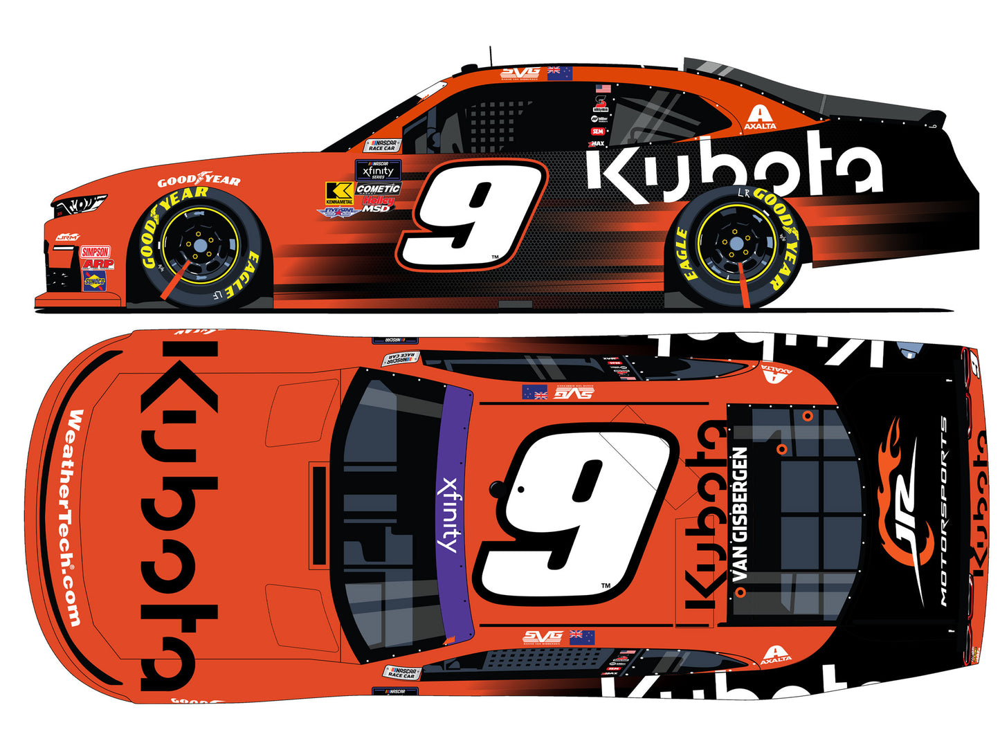 Shane van Gisbergen 2025 - #9 Kubota - 1:24 ARC Chrome Diecast