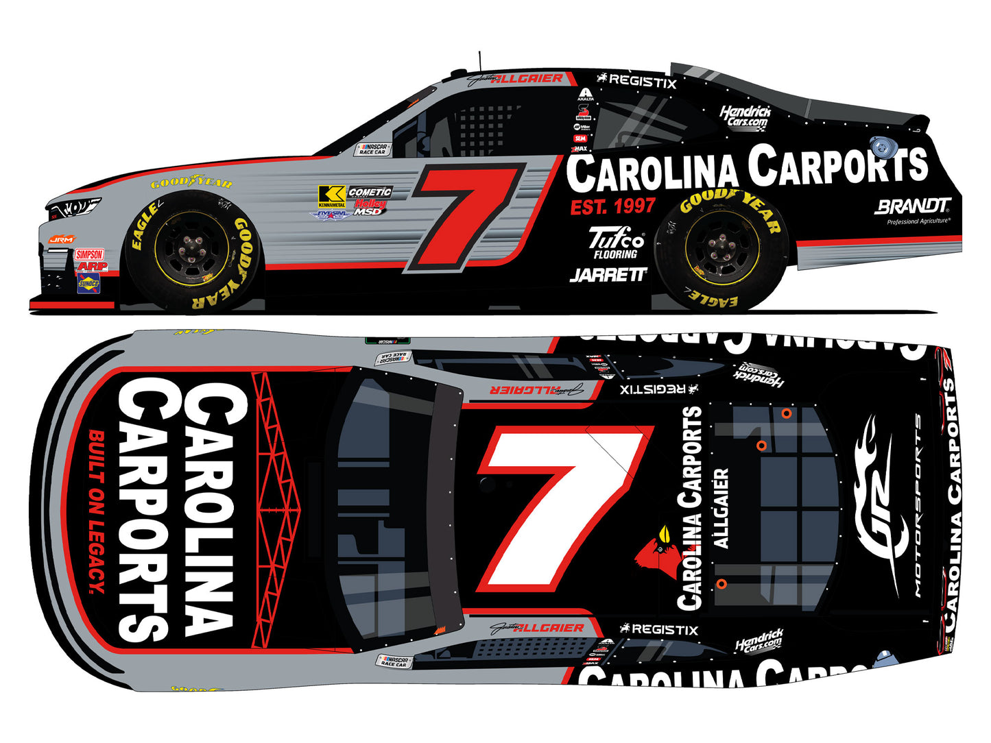 Justin Allgaier 2026 - #7 Carolina Carports - 1:24 ARC Autographed Diecast