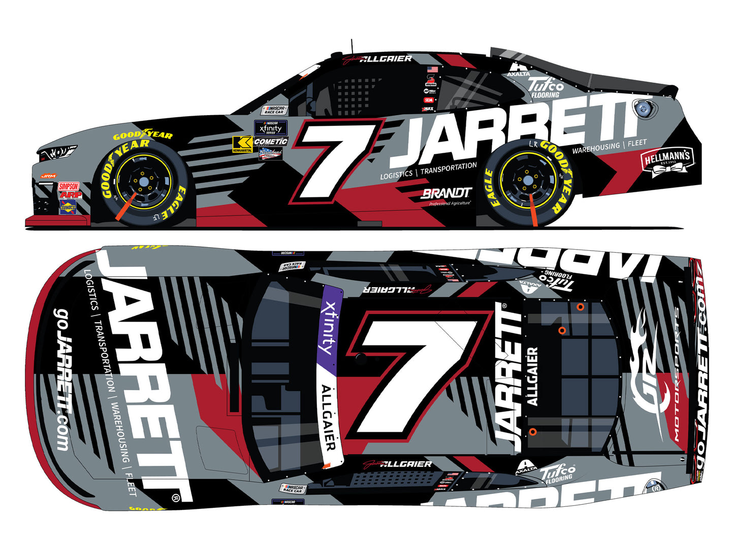 Justin Allgaier 2025 - #7 Jarrett - 1:24 ARC Chrome Diecast