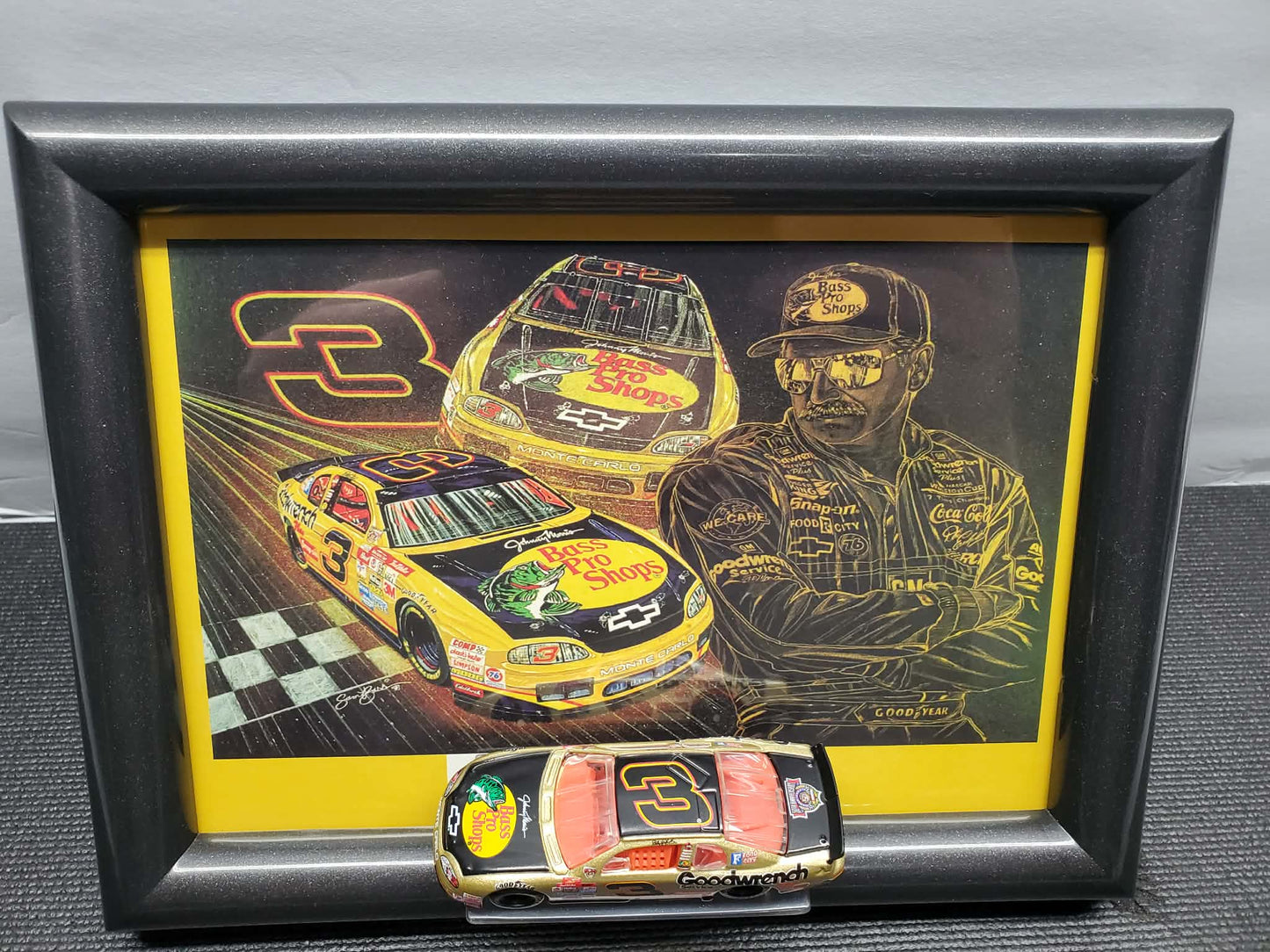 1998 Dale Earnhardt Bass Pro Shop 1:64 with Framed Art