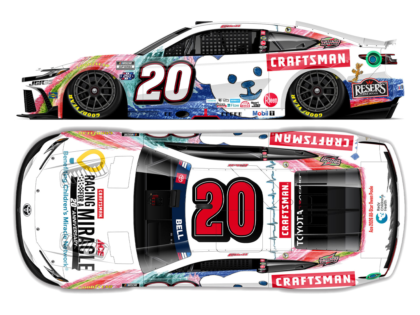 Christopher Bell 2026 - #20 CRAFTSMAN Racing for a Miracle - 1:24 ARC Diecast