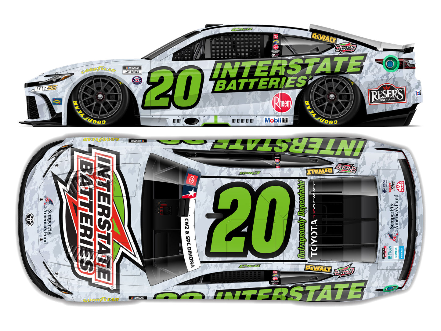 Christopher Bell 2026 - #20 Interstate Batteries Salutes - 1:64 ARC Diecast