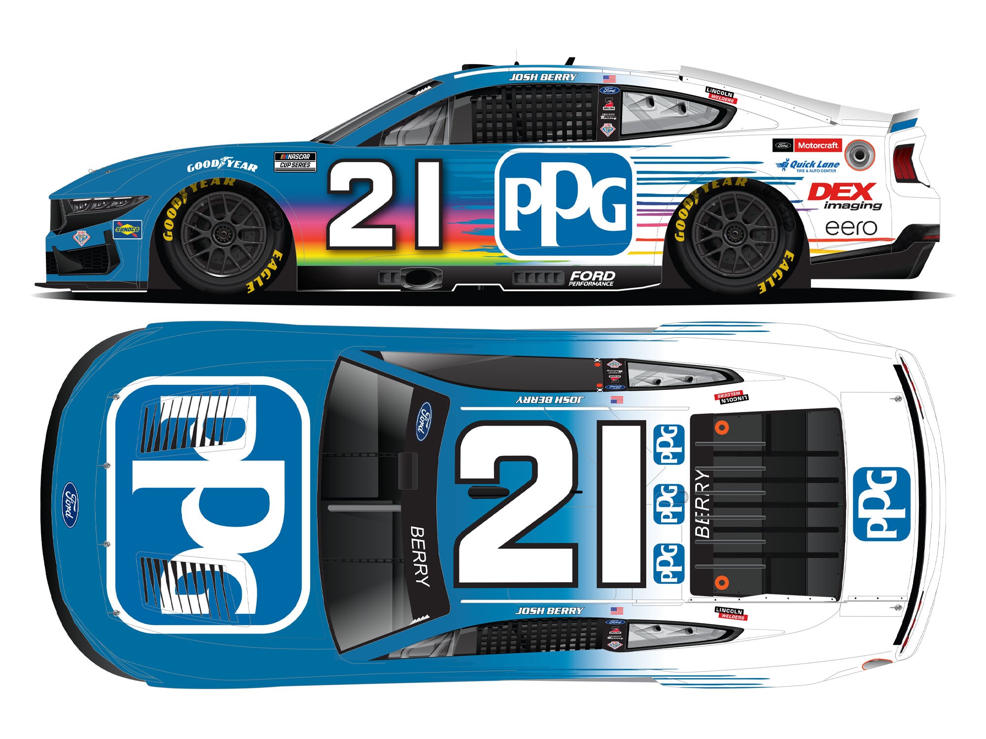 Josh Berry 2025 - #21 PPG - 1:24 ELITE Diecast – MrMuffin Racing