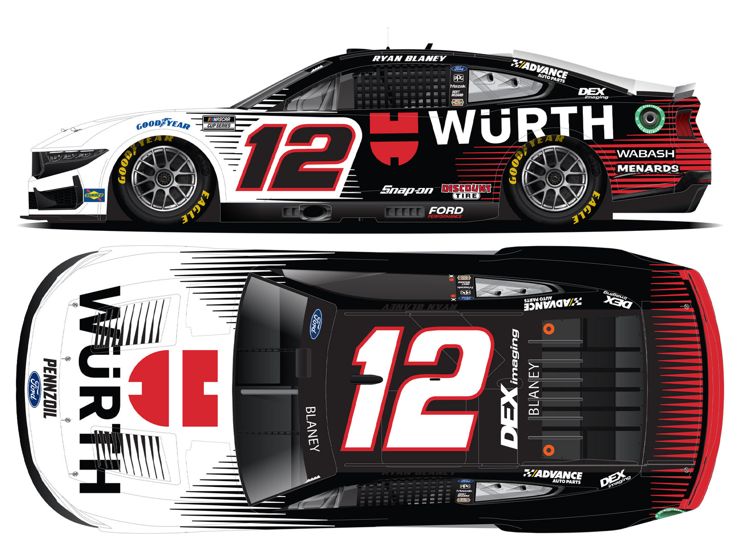 Ryan Blaney 2025 - #12 Wurth - 1:24 ELITE Diecast