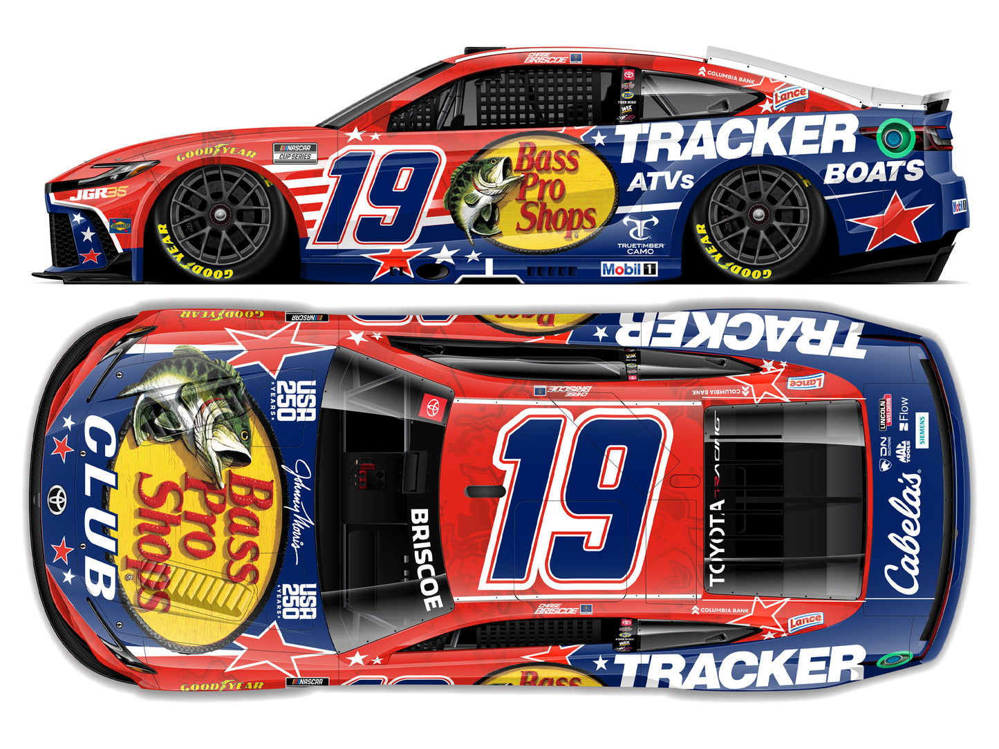 Chase Briscoe 2026 - #19 Bass Pro Shops / Tracker Salutes - 1:24 ARC Diecast