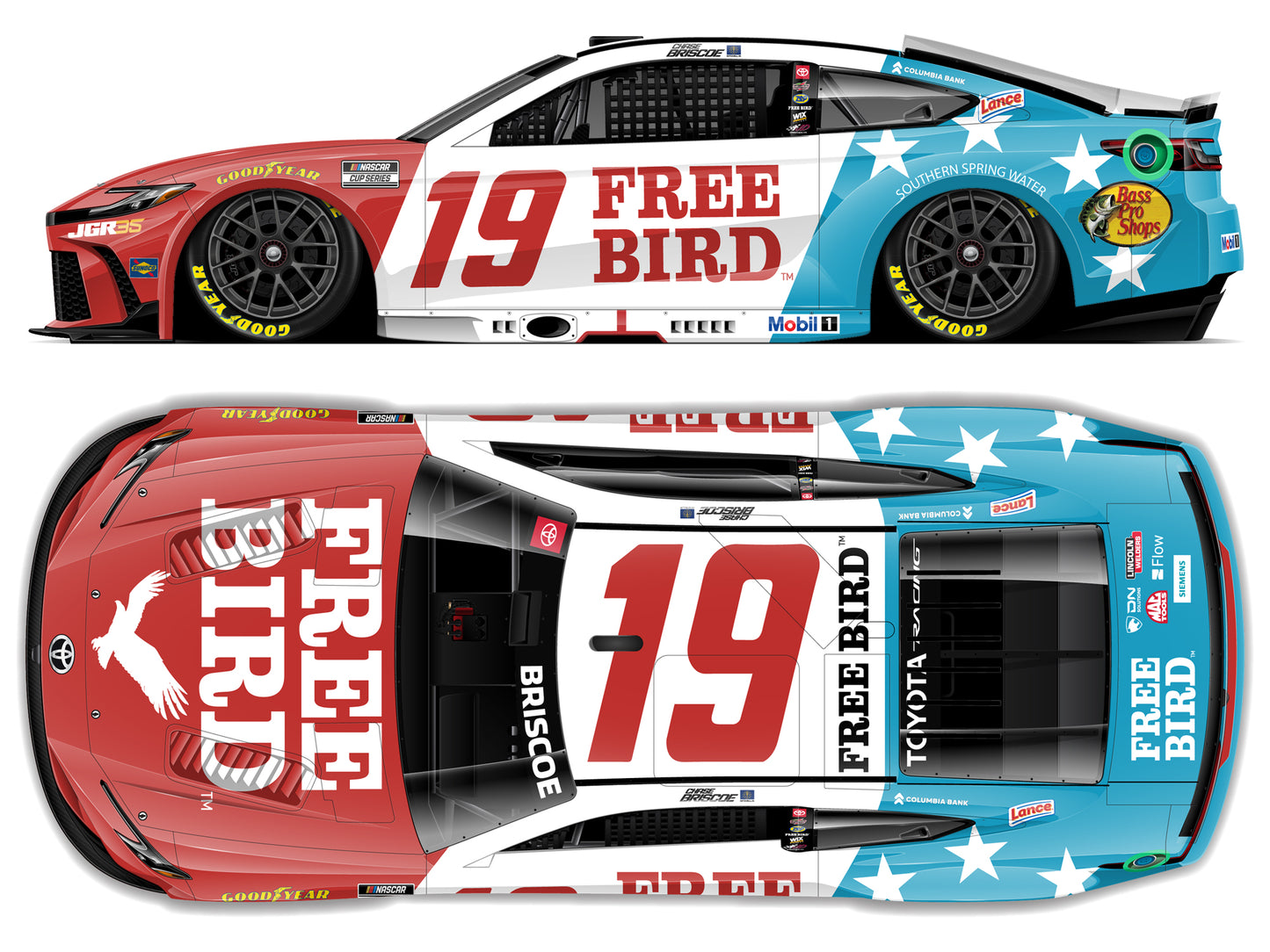 Chase Briscoe 2026 - #19 Free Bird Patrotic - 1:24 ARC Chrome Diecast