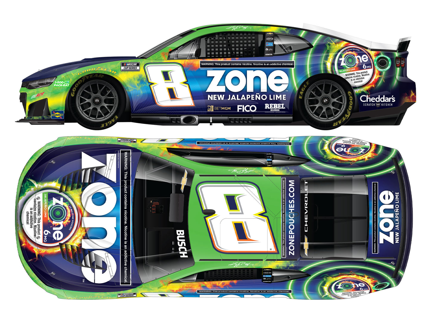 Kyle Busch 2026 - #8 zone Jalapeño Lime - 1:24 ELITE Diecast