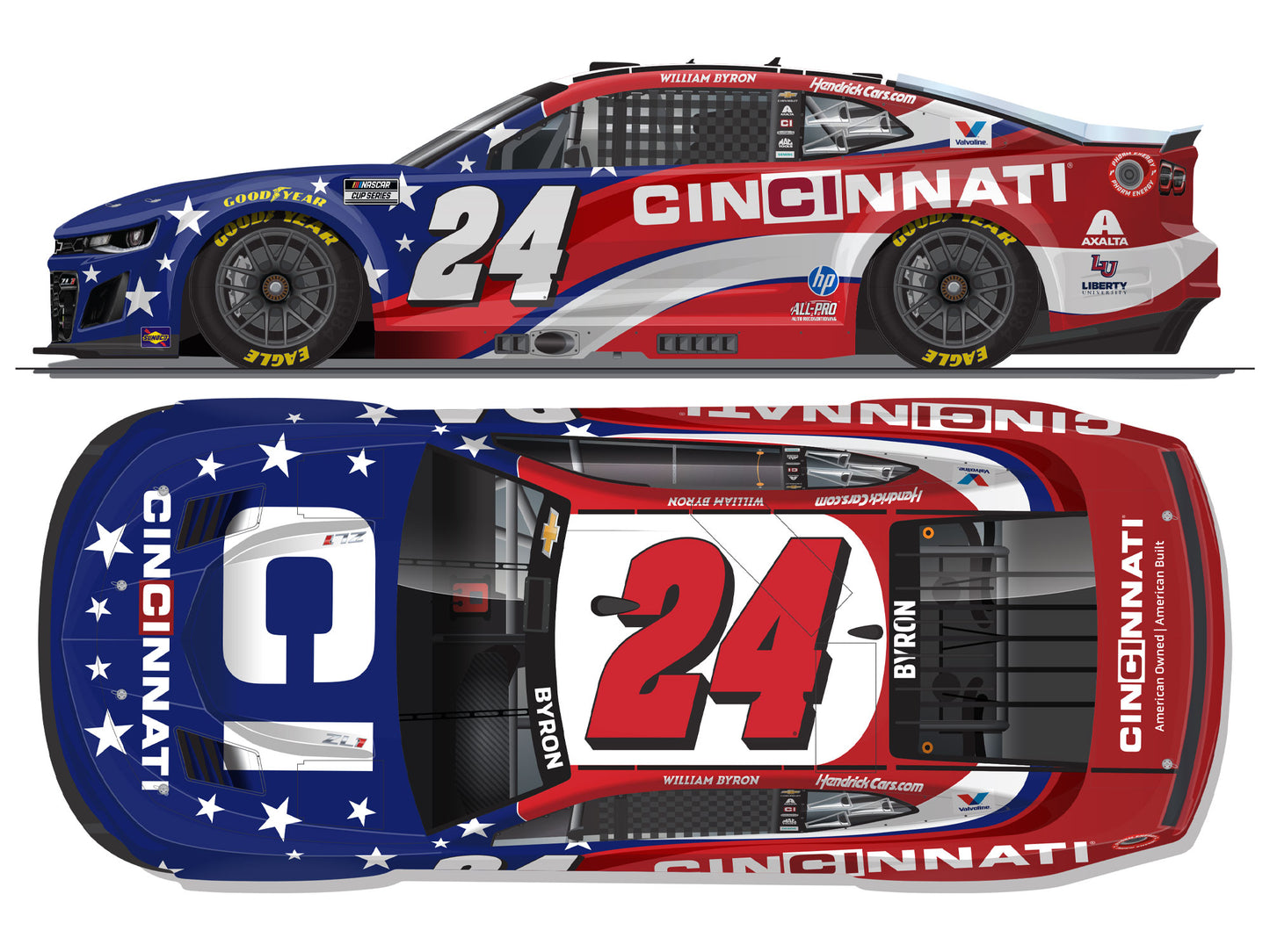 William Byron 2026 - #24 Cincinnati - 1:24 ARC Chrome Diecast