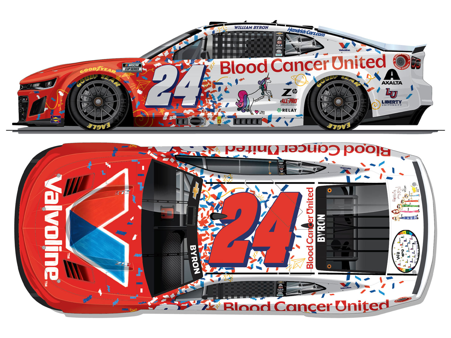 William Byron 2025 - #24 Valvoline / Blood Cancer United - 1:24 ELITE Diecast