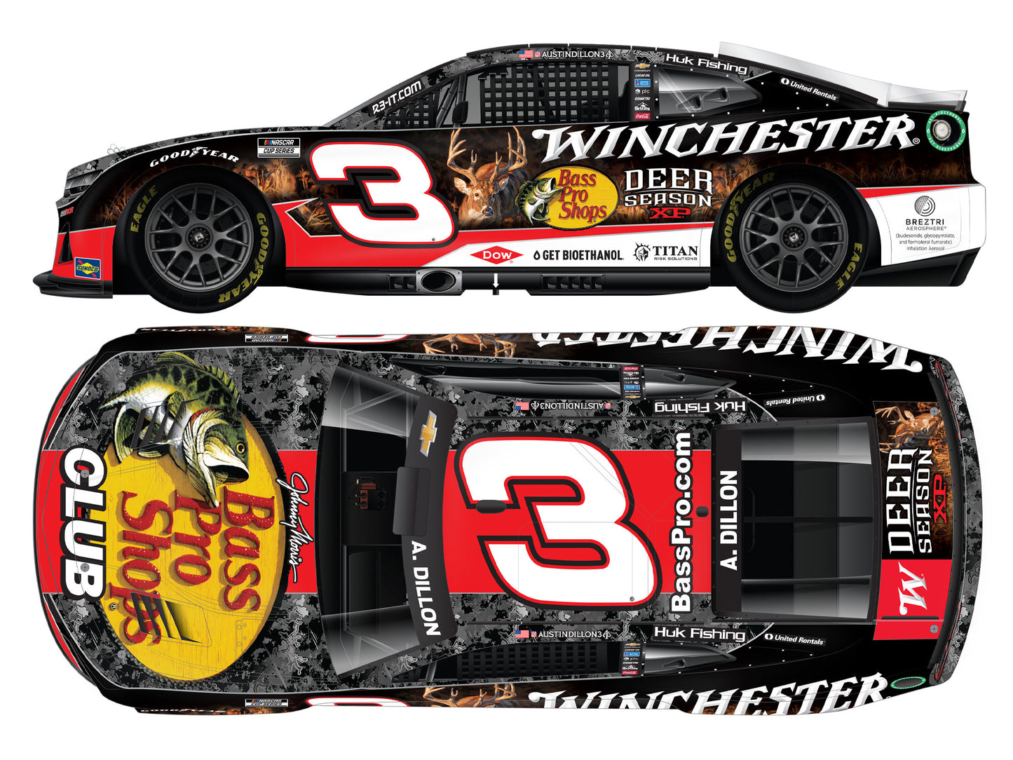 Austin Dillon 2025 - #3 Bass Pro Shops Winchester Deer Season XP - 1:24 ARC Diecast