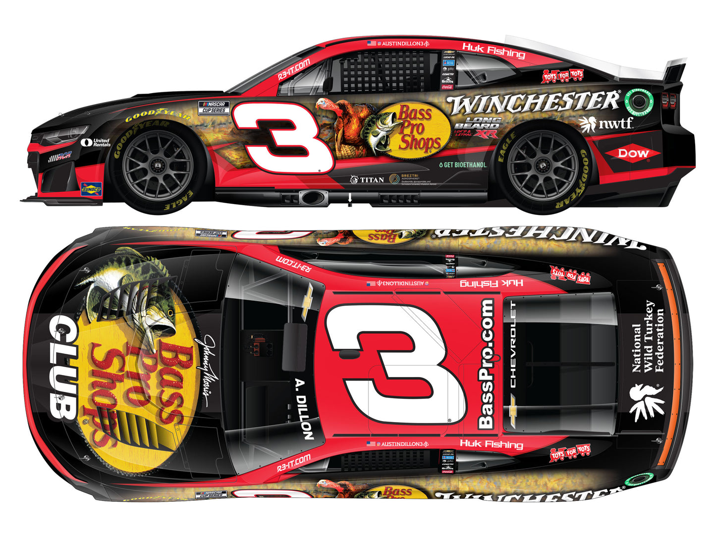 Austin Dillon 2026 - #3 Bass Pro Shops / Winchester Long Beard XR - 1:24 ELITE Diecast