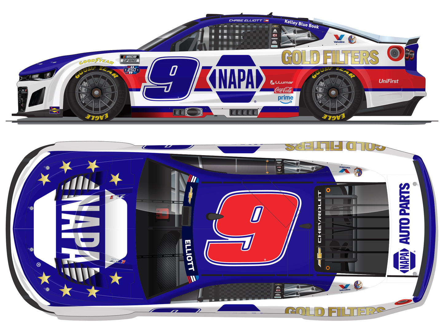 Chase Elliott 2026 - #9 NAPA Gold Filters Patriotic - 1:24 ELITE Diecast