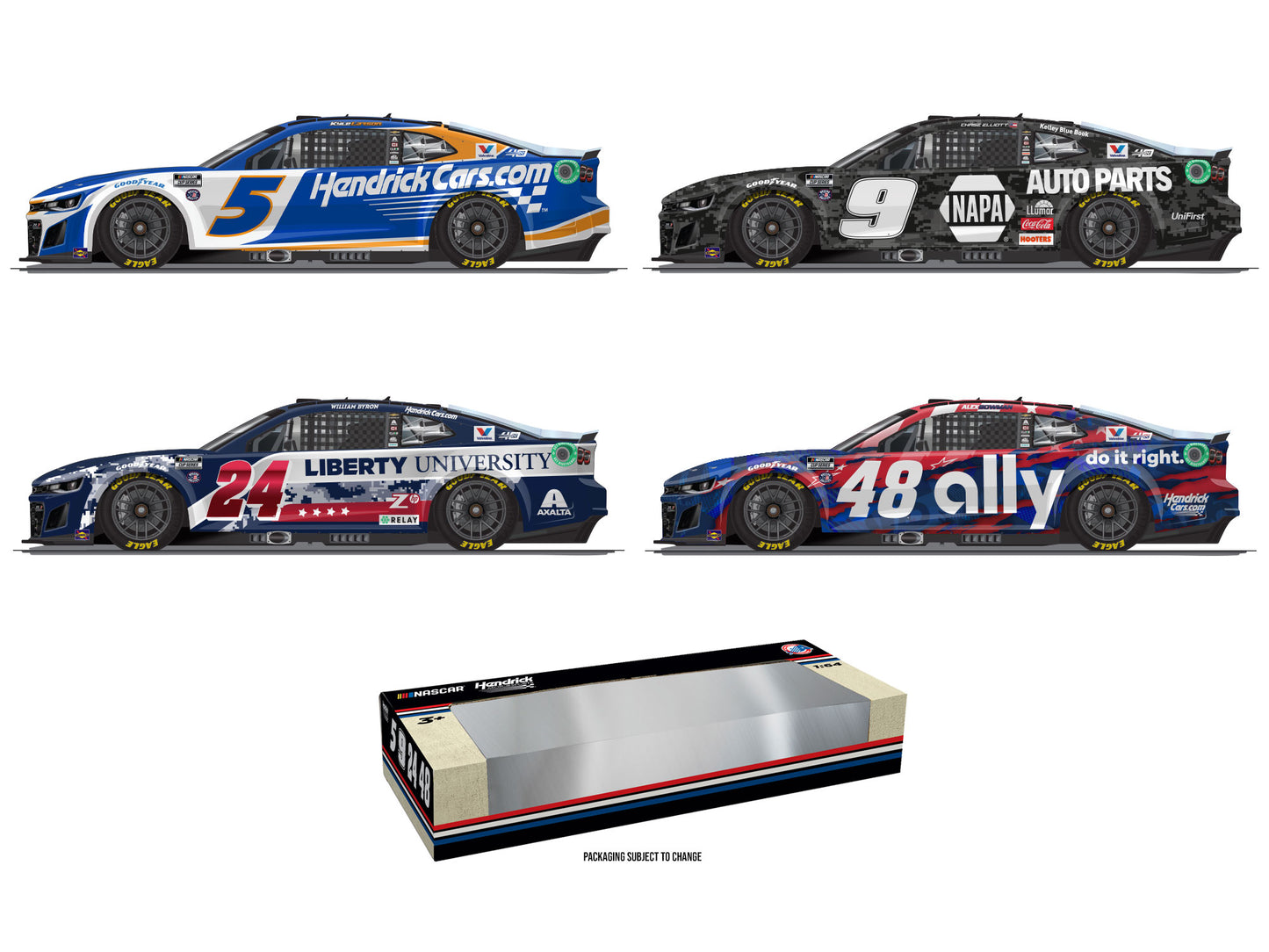 Hendrick Motorsports 2024 - Salutes Set (4-Pack) - 1:64 ARC Diecast