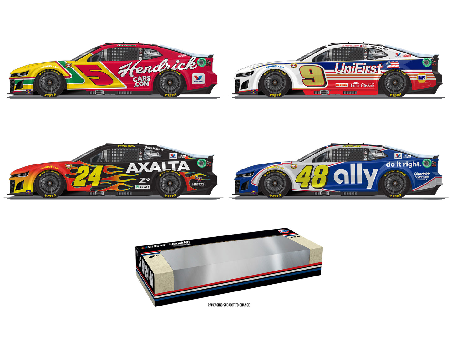 Hendrick Motorsports 2024 - Darlington Throwback (4-Pack) - 1:64 ARC Diecast