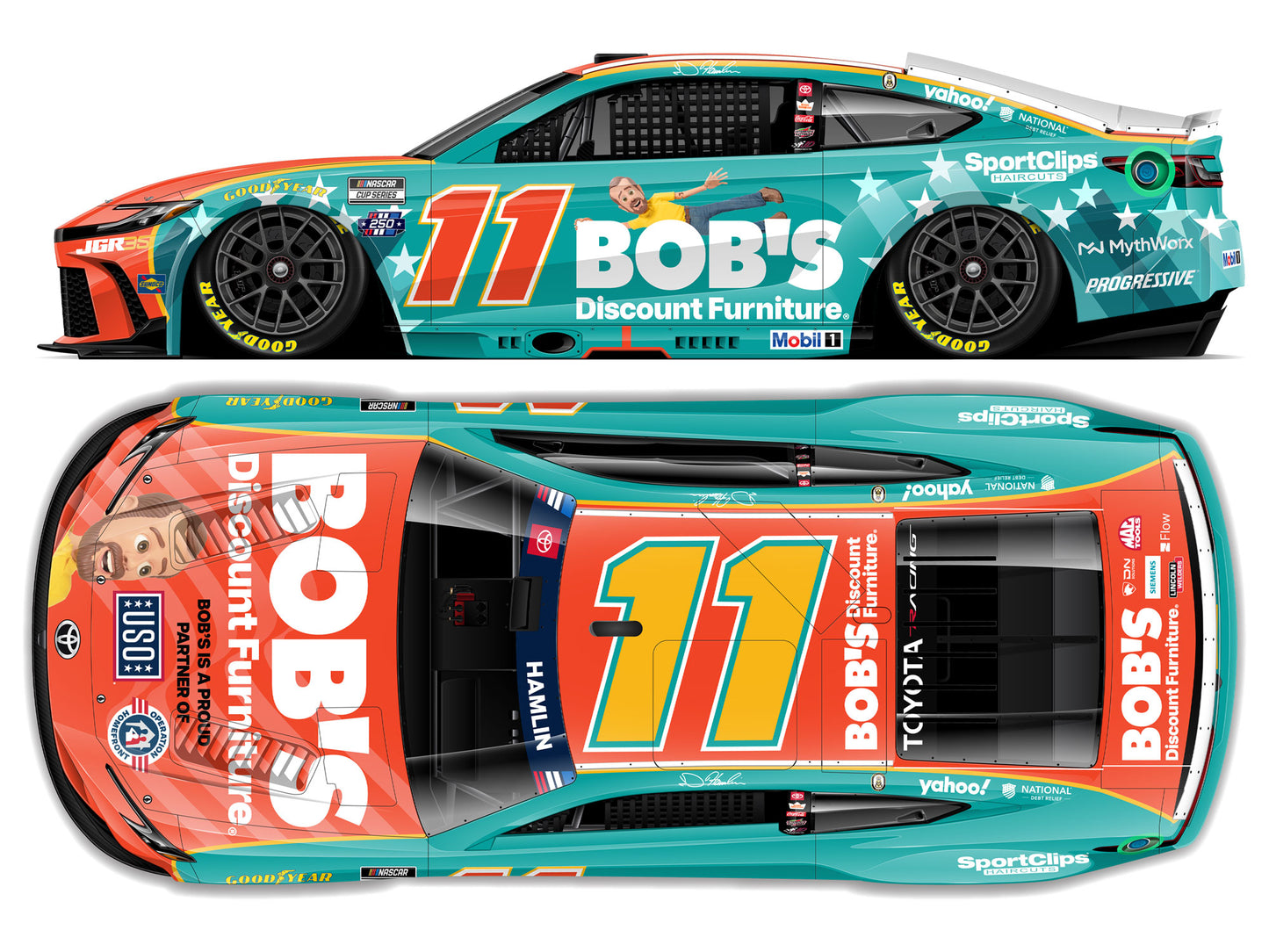 Denny Hamlin 2026 - #11 Bob’s Discount Furniture Patriotic - 1:24 ARC Chrome Diecast