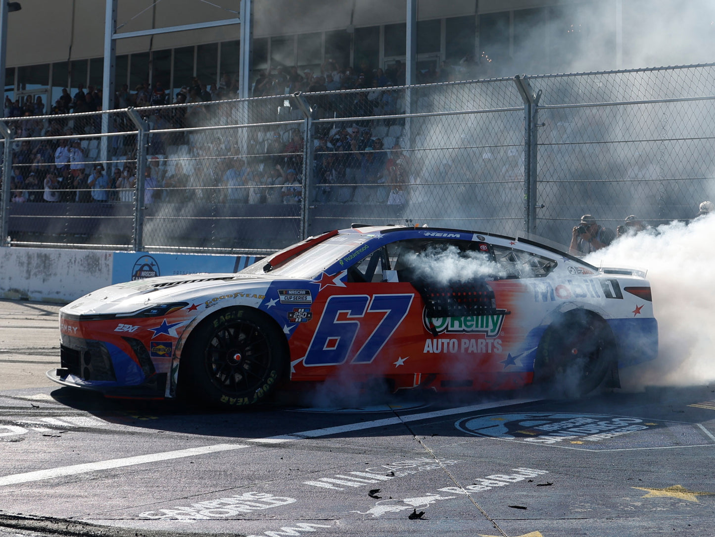 Corey Heim 2026 - #67 Mobil 1 / O’Reilly Auto Parts Patriotic (Qualcomm Raced Win) - 1:24 ELITE Diecast