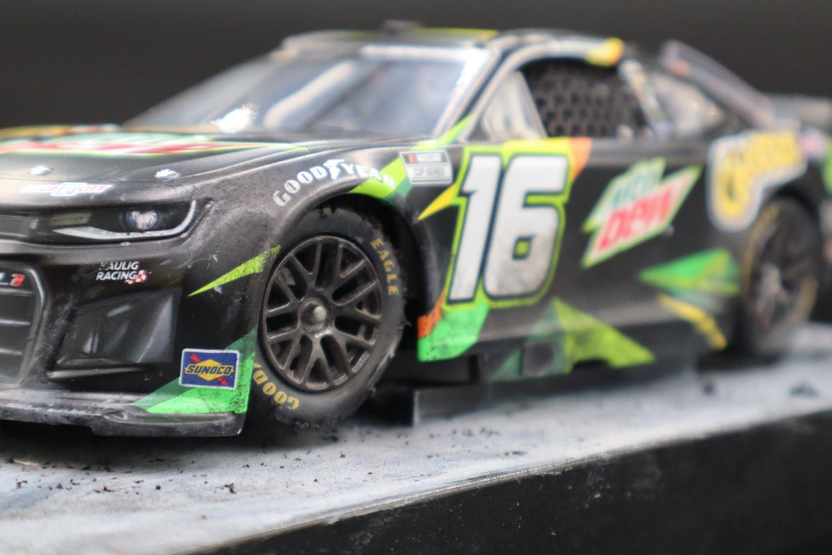 MrMuffin Racing Custom 2024 AJ Allmendinger #16 Mtn Dew/Cheetos Bristol Wrecked Diecast - MRMRC-014